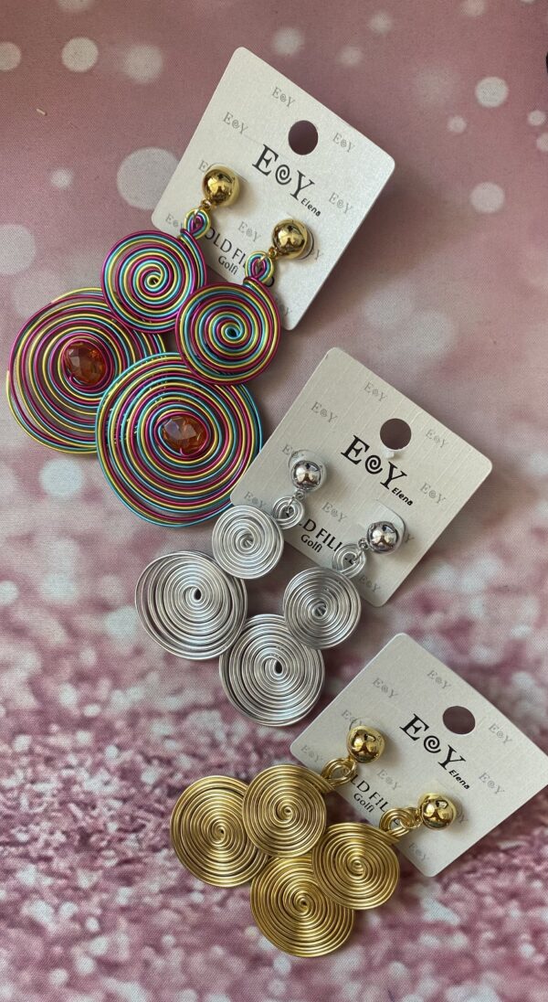 Pendientes Espirales en Plateado, Dorado y Multicolor