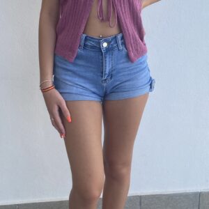 Top de Hilo en Color Buganvilla con Escote Halter