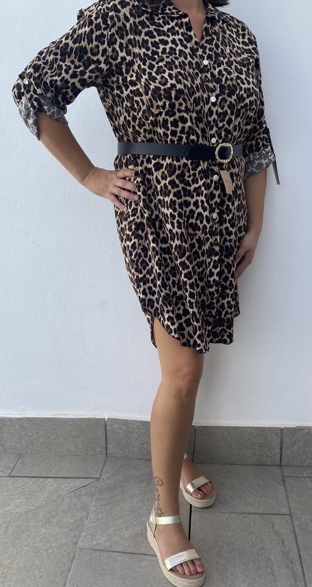 Vestido camisero animal print