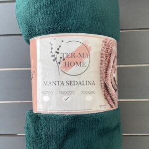 Mantita sedalina verde de 160x220 cm, suave y acogedora, perfecta para el invierno.