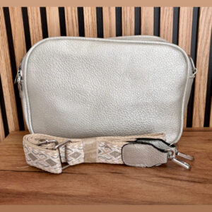 Bolso 3 cremalleras plateado