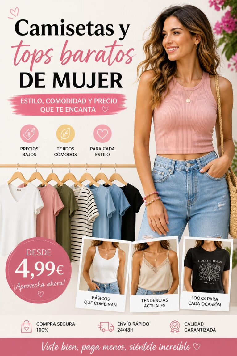 Camisetas y tops baratos de mujer