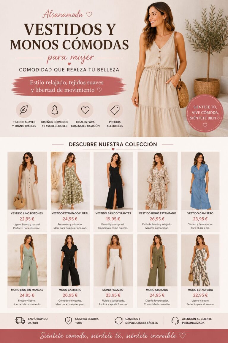 Vestidos y monos cómodos para mujer